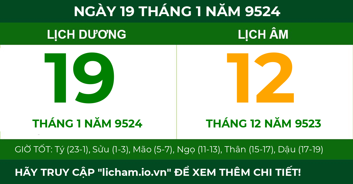 lịch âm ngày 19 tháng 1 năm 9524