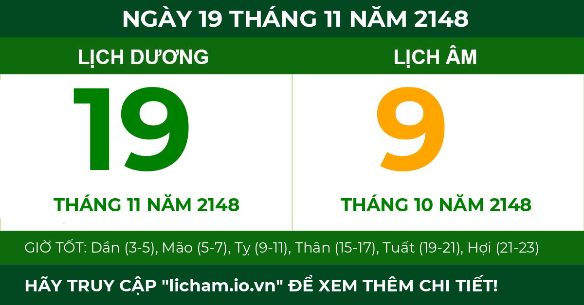 lịch âm ngày 19 tháng 11 năm 2148
