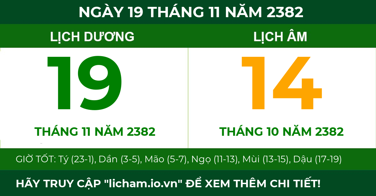 lịch âm ngày 19 tháng 11 năm 2382