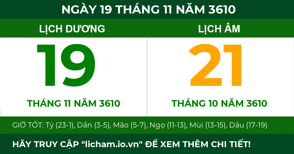 lịch âm ngày 19 tháng 11 năm 3610