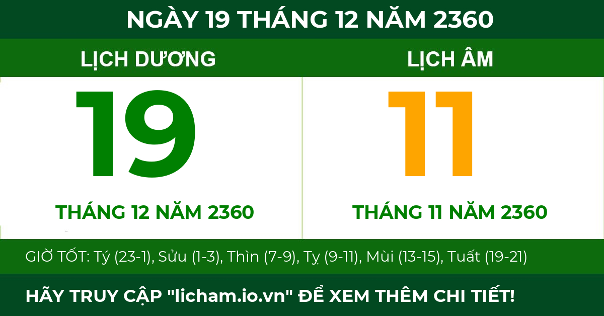 lịch âm ngày 19 tháng 12 năm 2360