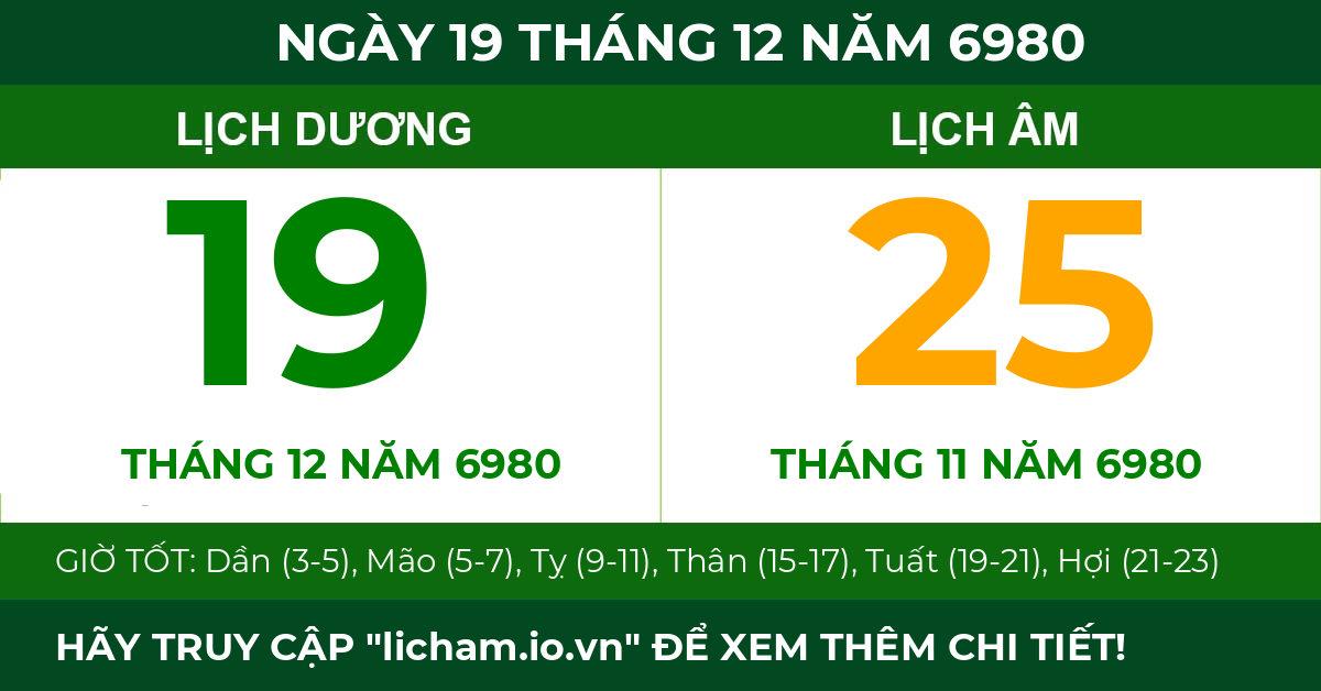 lịch âm ngày 19 tháng 12 năm 6980