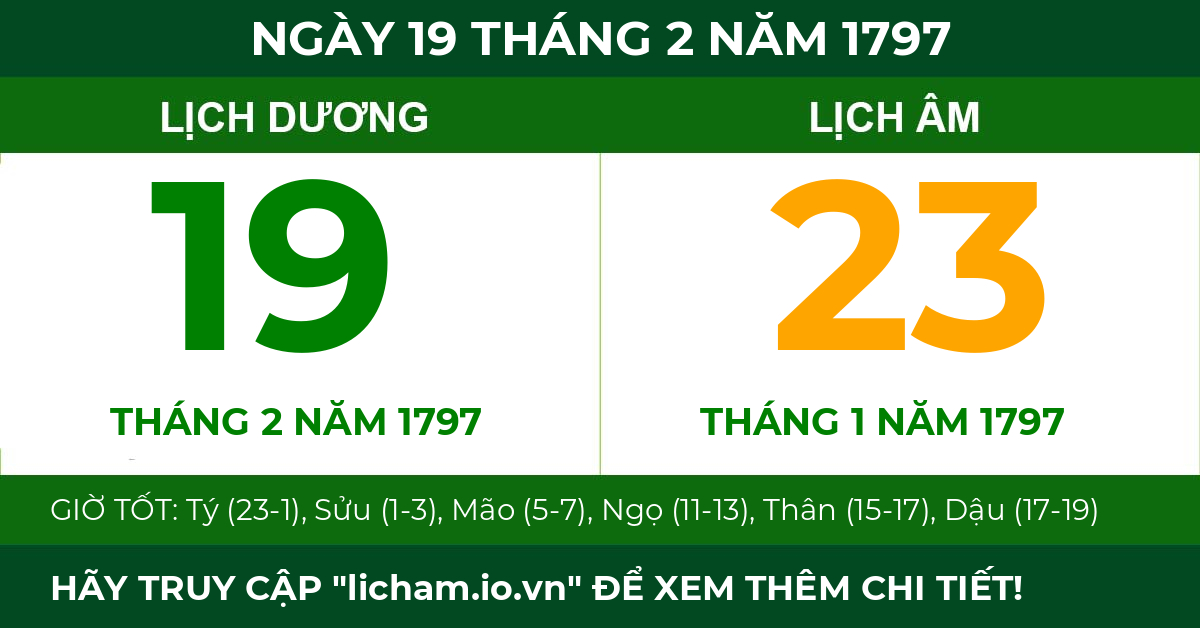 lịch âm ngày 19 tháng 2 năm 1797