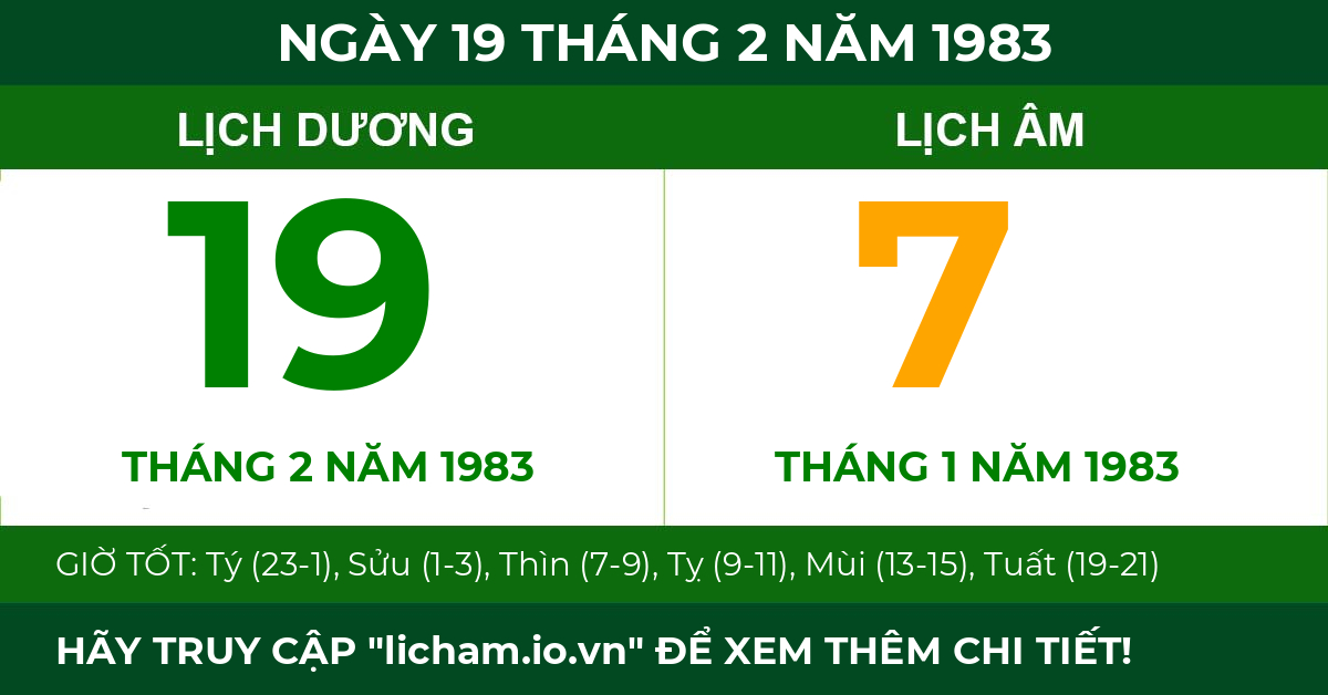lịch âm ngày 19 tháng 2 năm 1983