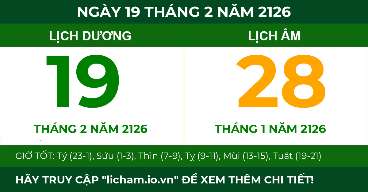 lịch âm ngày 19 tháng 2 năm 2126
