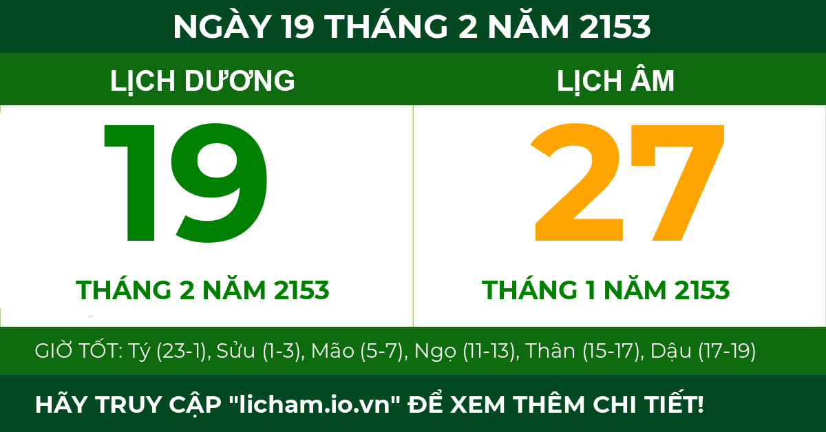 lịch âm ngày 19 tháng 2 năm 2153