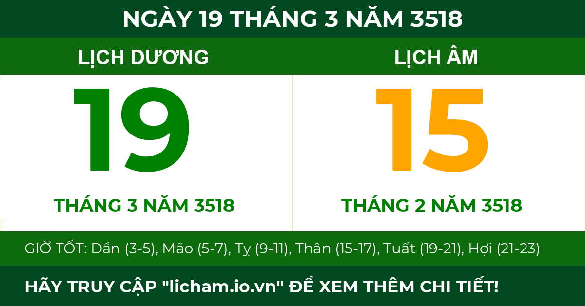 lịch âm ngày 19 tháng 3 năm 3518