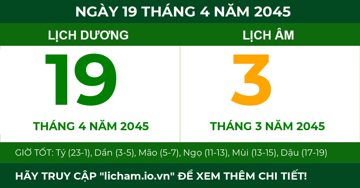 lịch âm ngày 19 tháng 4 năm 2045