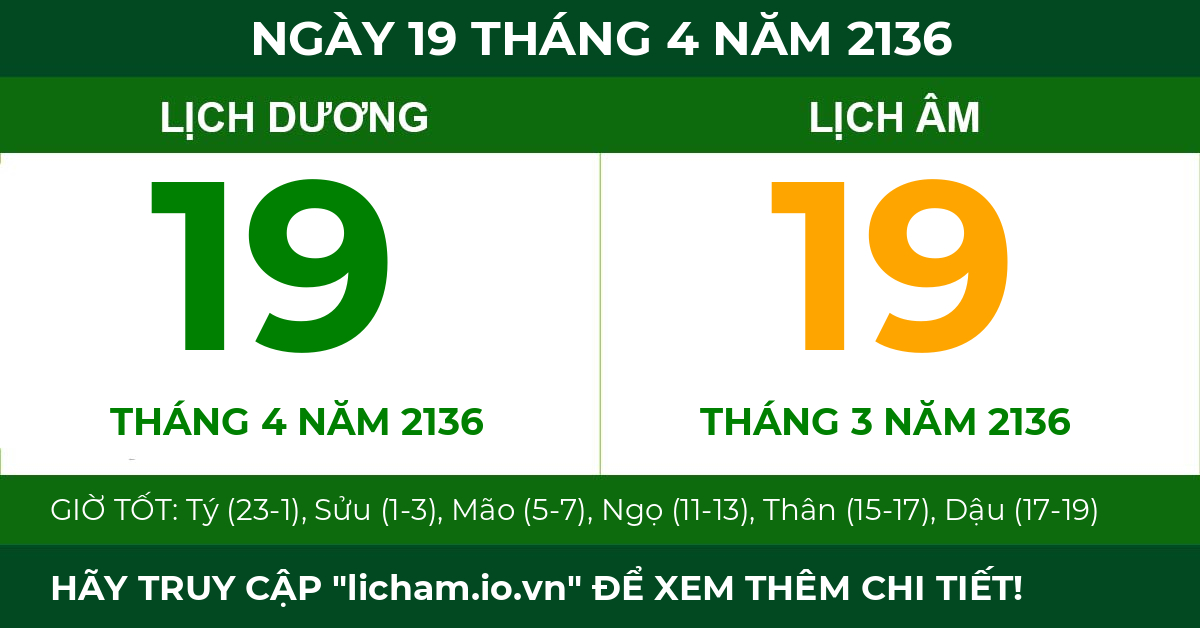 lịch âm ngày 19 tháng 4 năm 2136