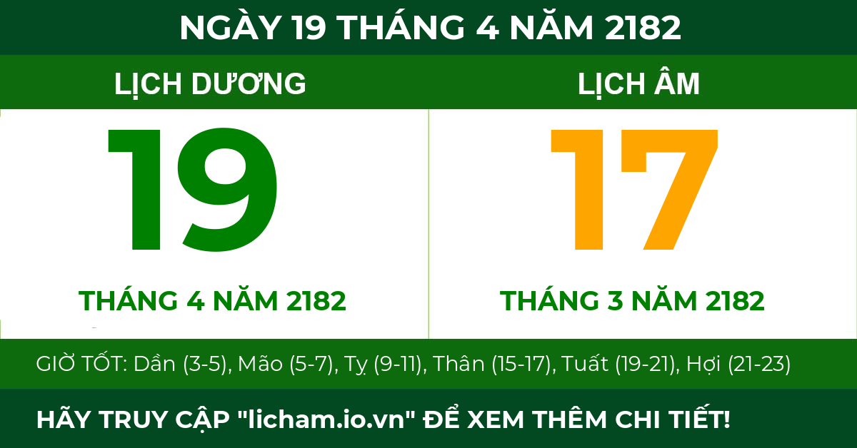 lịch âm ngày 19 tháng 4 năm 2182