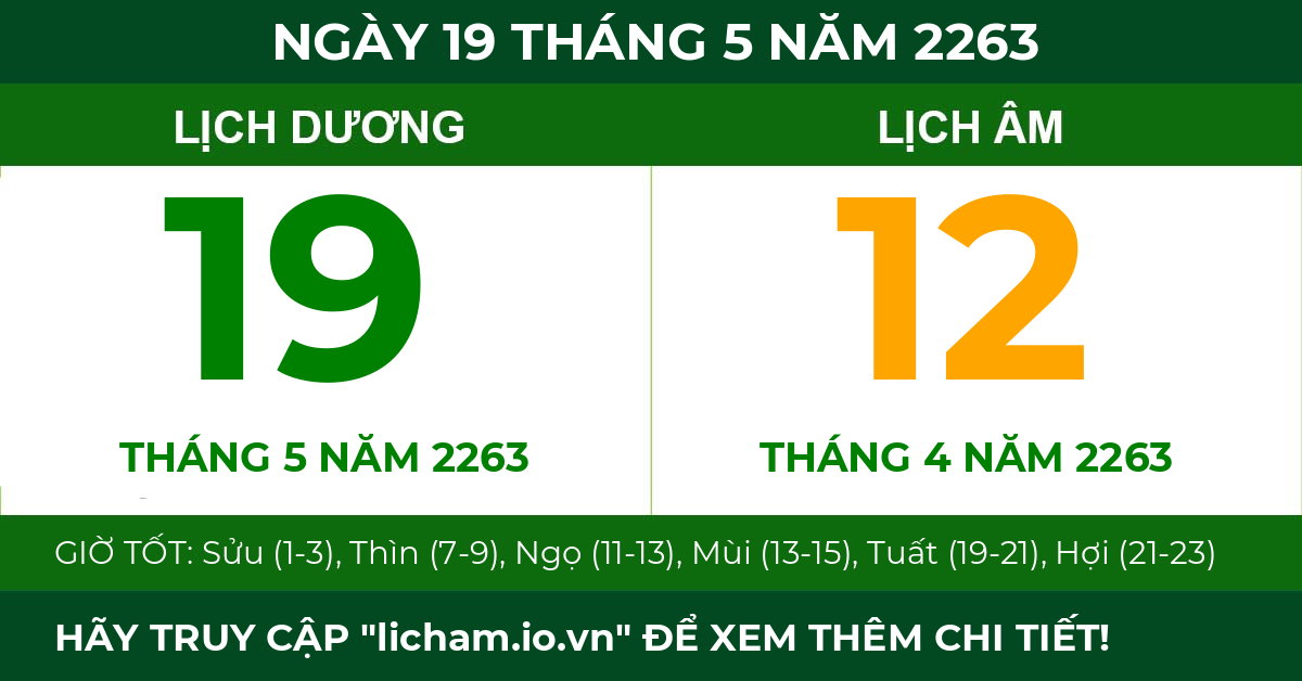 lịch âm ngày 19 tháng 5 năm 2263