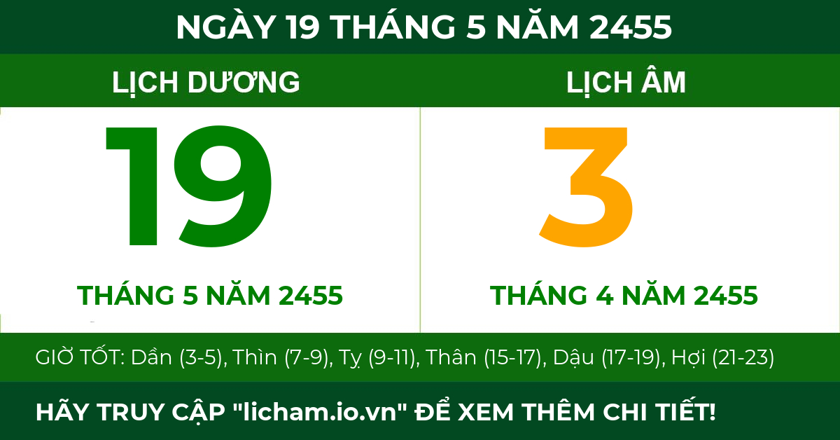lịch âm ngày 19 tháng 5 năm 2455