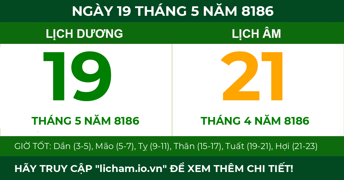 lịch âm ngày 19 tháng 5 năm 8186