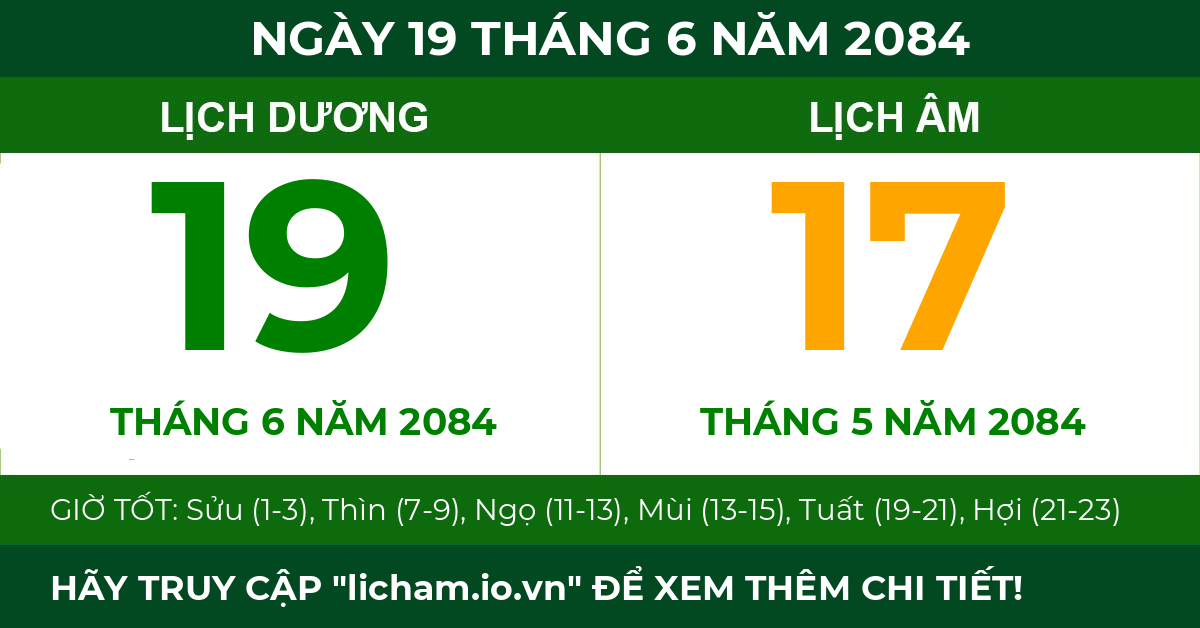 lịch âm ngày 19 tháng 6 năm 2084