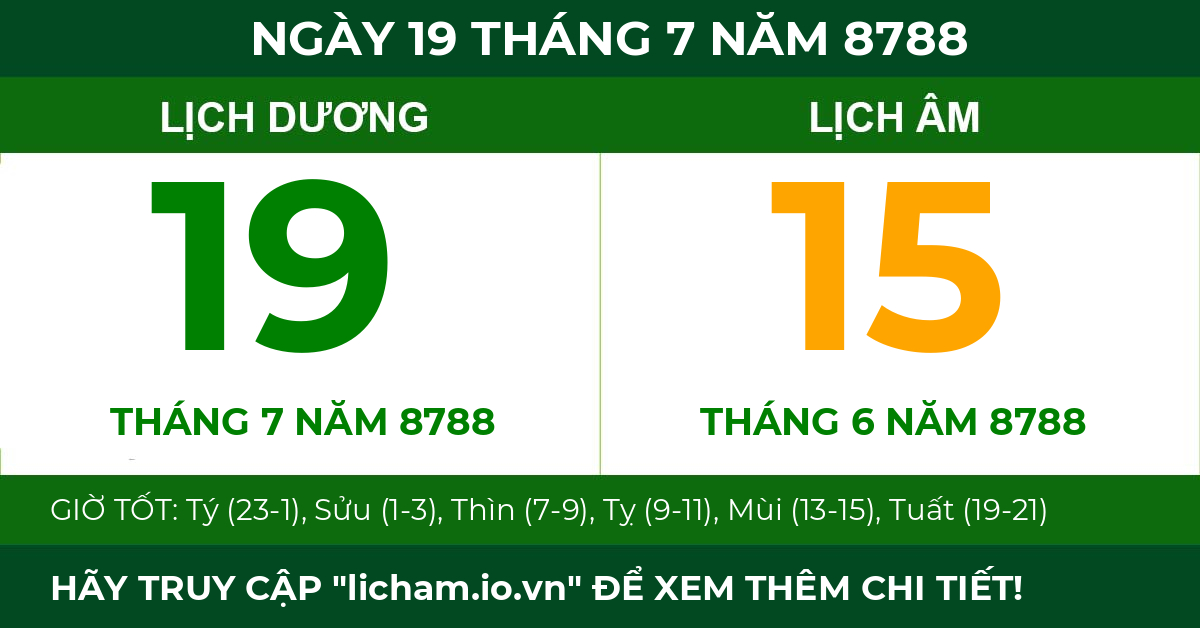 lịch âm ngày 19 tháng 7 năm 8788