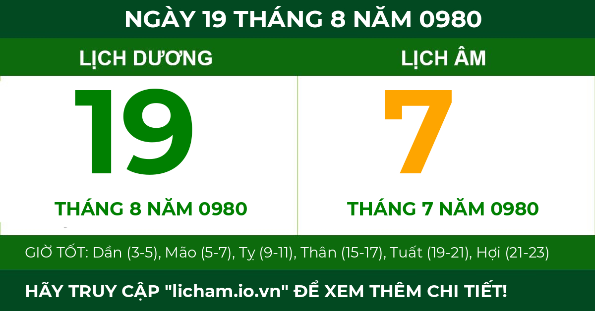 lịch âm ngày 19 tháng 8 năm 0980
