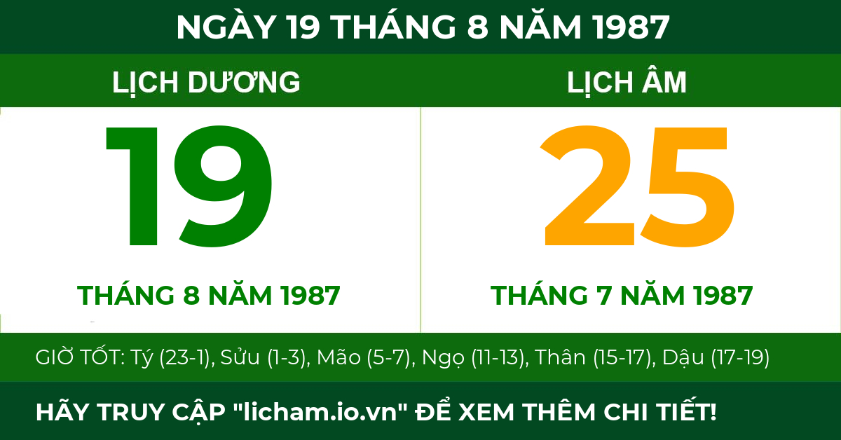 lịch âm ngày 19 tháng 8 năm 1987