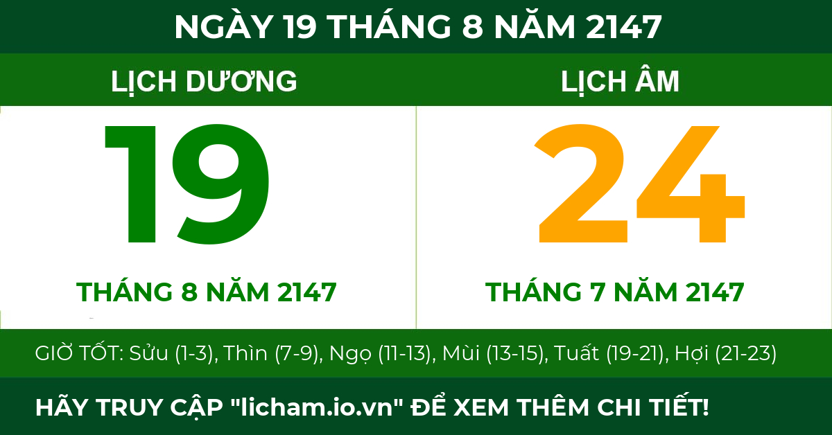 lịch âm ngày 19 tháng 8 năm 2147