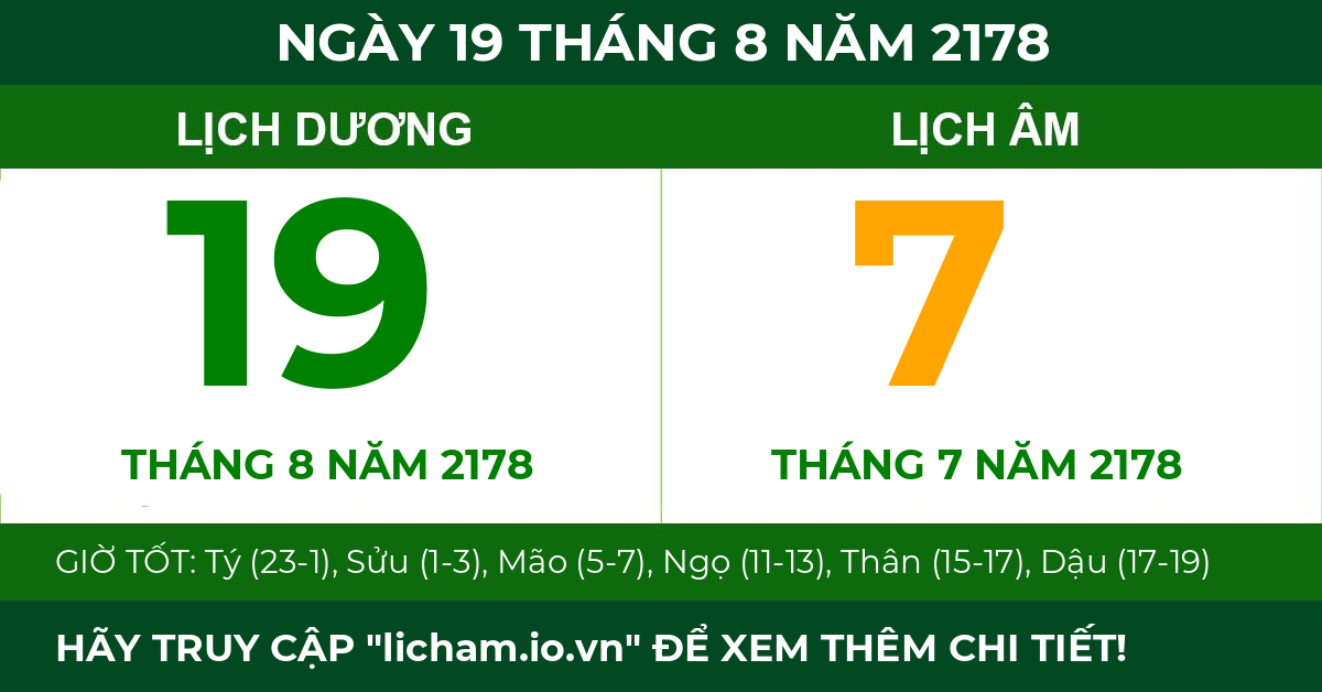 lịch âm ngày 19 tháng 8 năm 2178