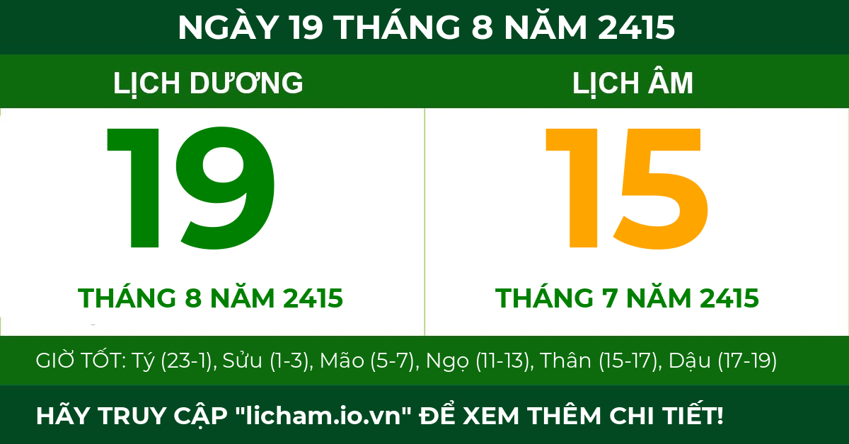 lịch âm ngày 19 tháng 8 năm 2415