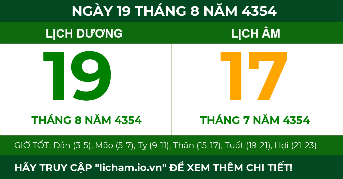 lịch âm ngày 19 tháng 8 năm 4354