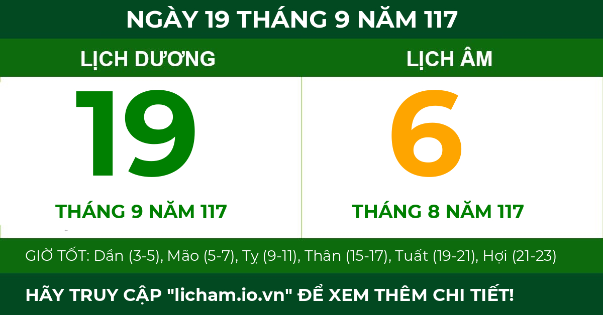 lịch âm ngày 19 tháng 9 năm 117