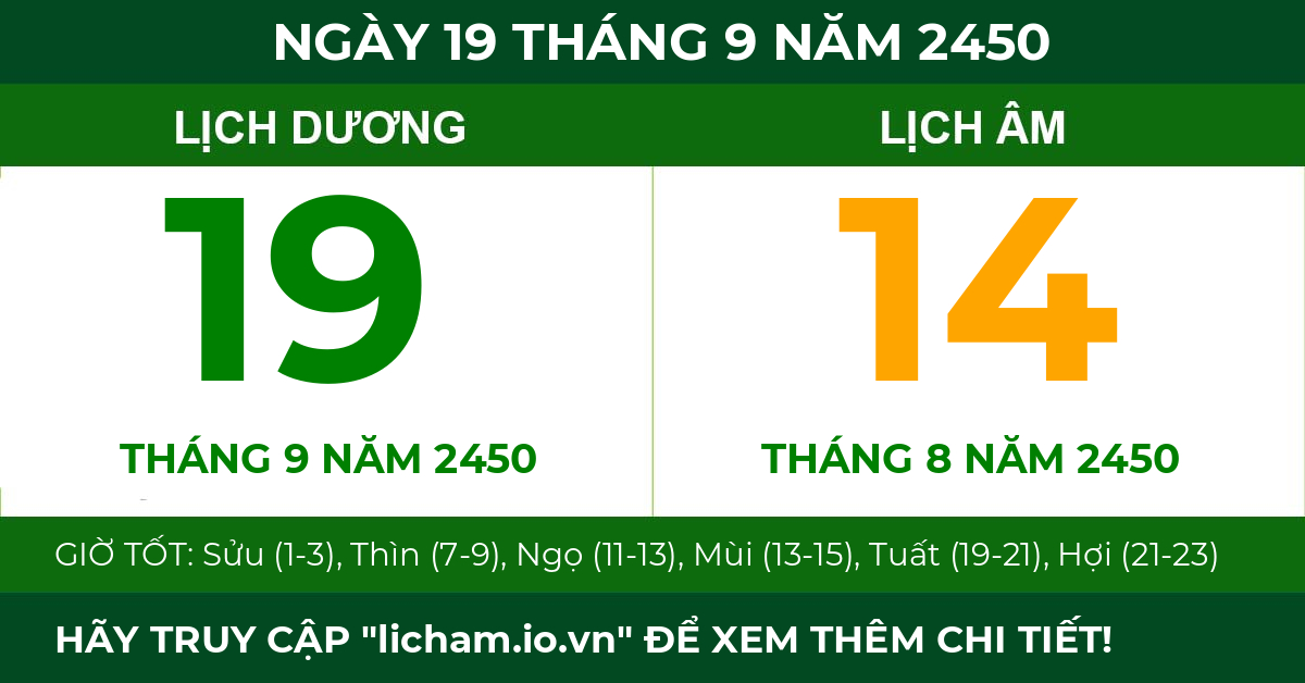lịch âm ngày 19 tháng 9 năm 2450