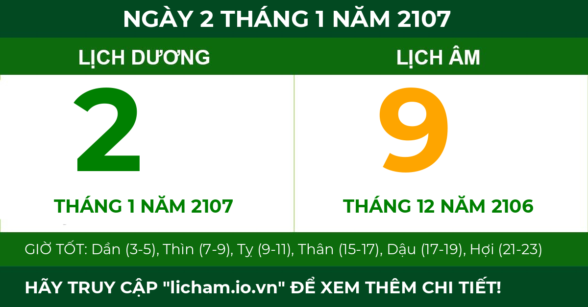lịch âm ngày 2 tháng 1 năm 2107