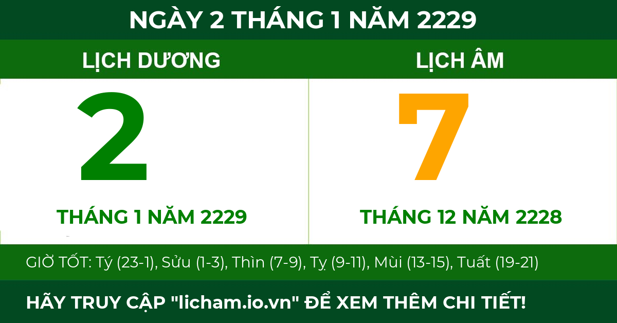lịch âm ngày 2 tháng 1 năm 2229