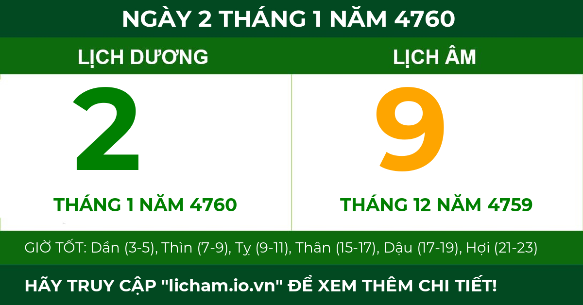 lịch âm ngày 2 tháng 1 năm 4760