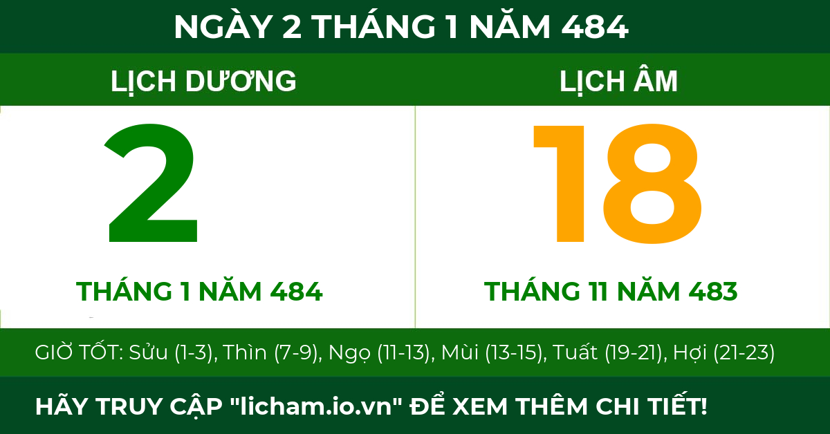 lịch âm ngày 2 tháng 1 năm 484