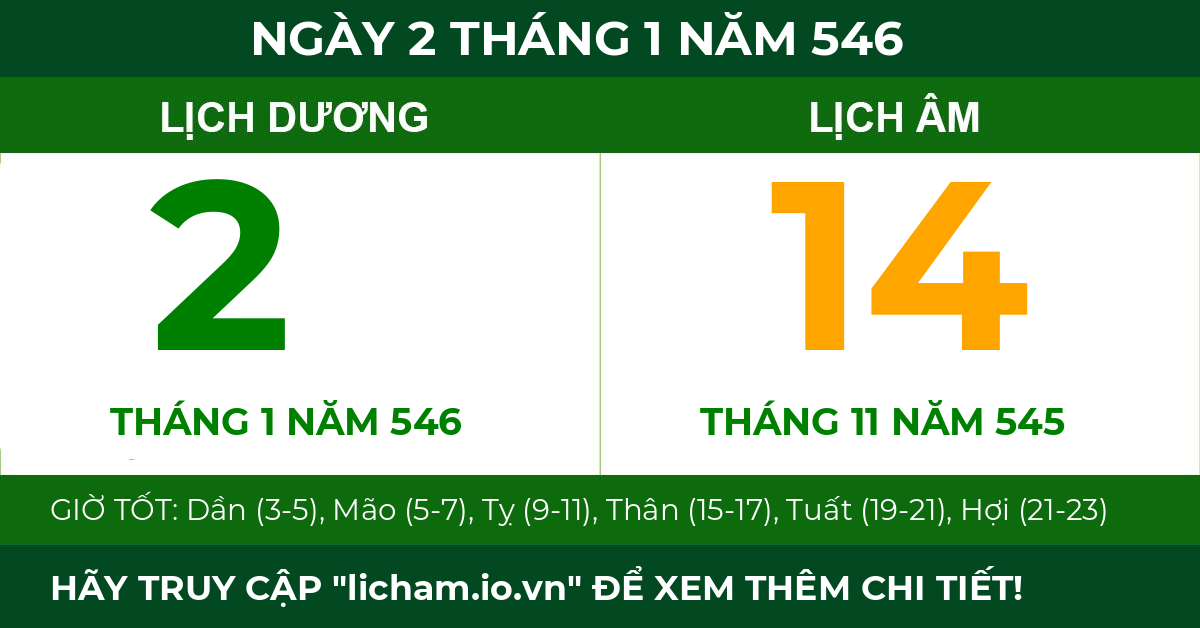 lịch âm ngày 2 tháng 1 năm 546
