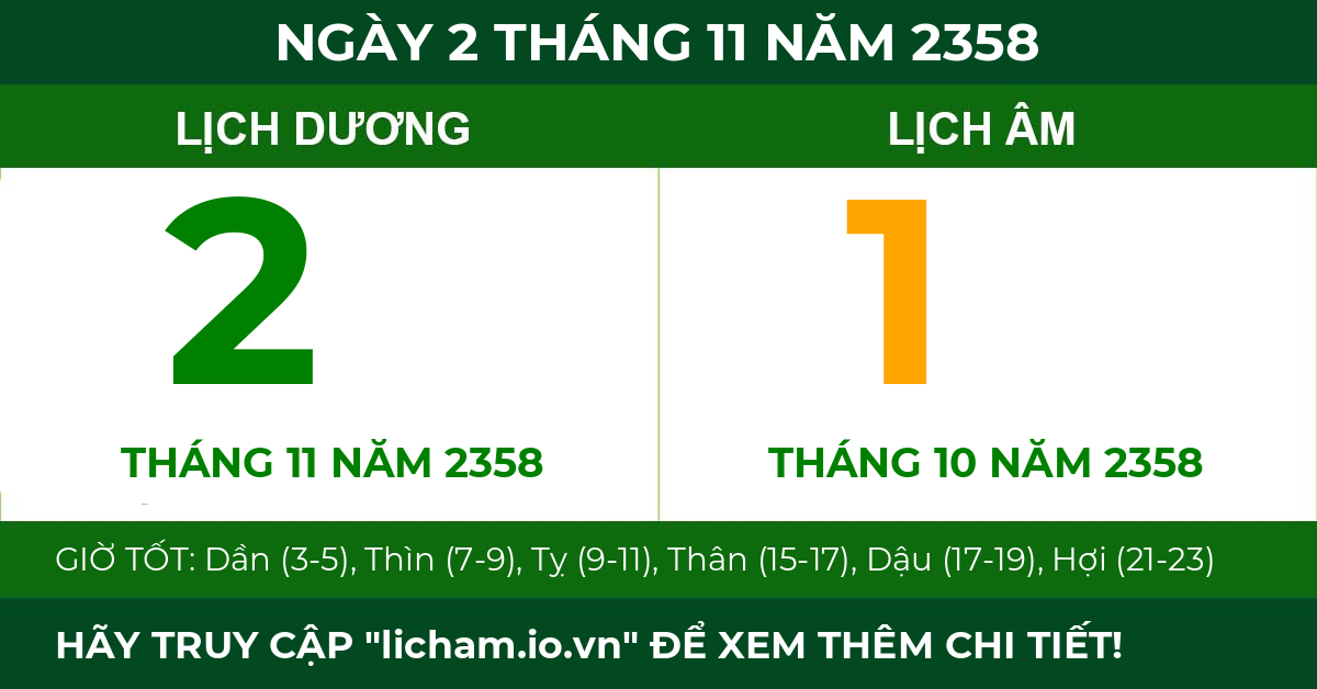 lịch âm ngày 2 tháng 11 năm 2358