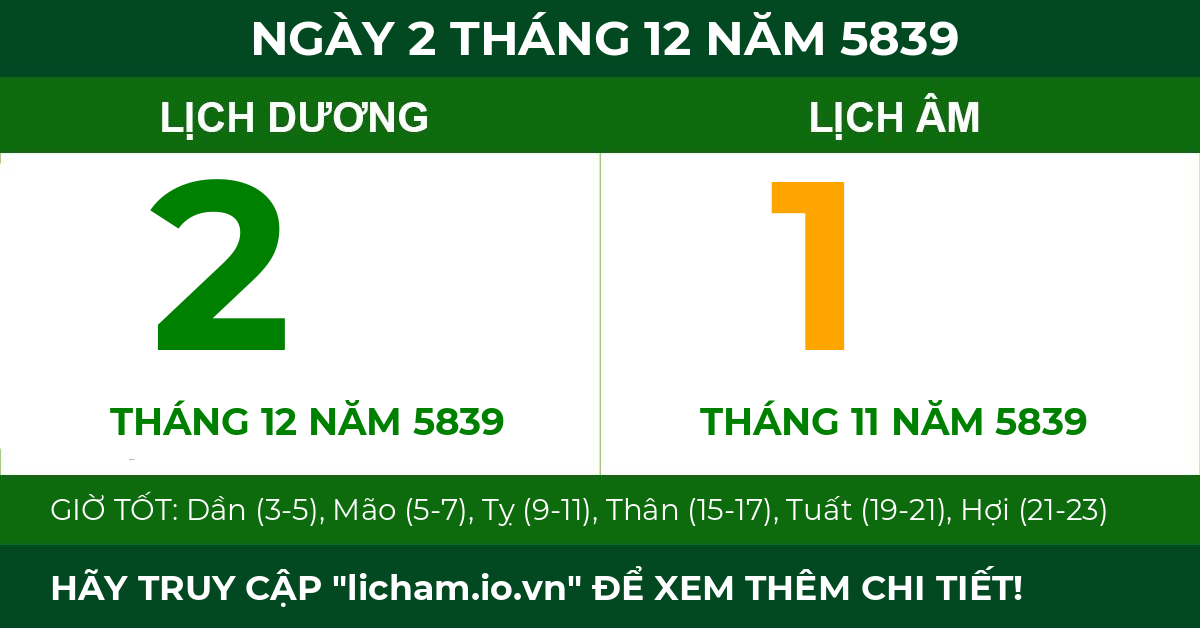 lịch âm ngày 2 tháng 12 năm 5839