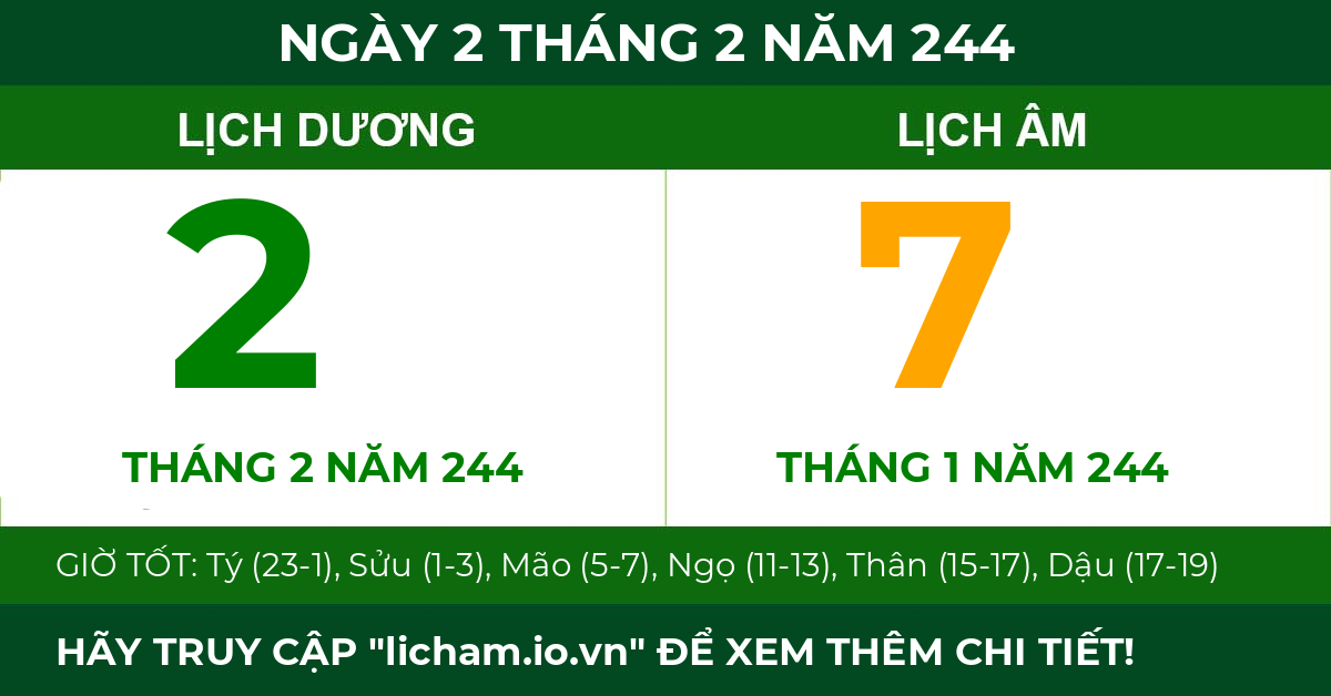 lịch âm ngày 2 tháng 2 năm 244