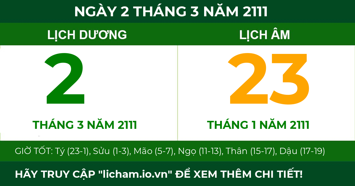 lịch âm ngày 2 tháng 3 năm 2111