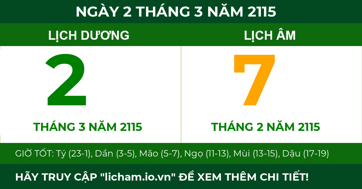lịch âm ngày 2 tháng 3 năm 2115
