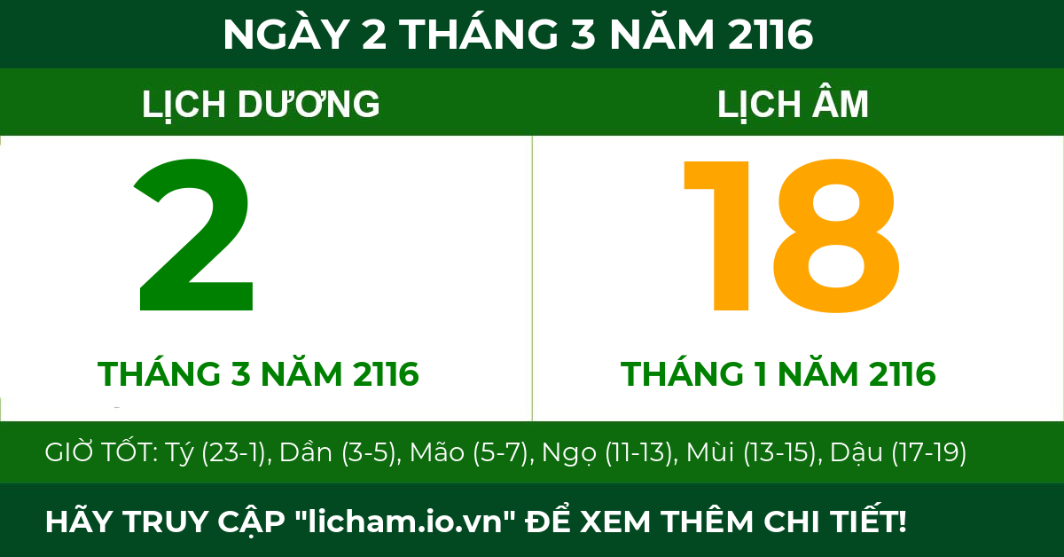 lịch âm ngày 2 tháng 3 năm 2116