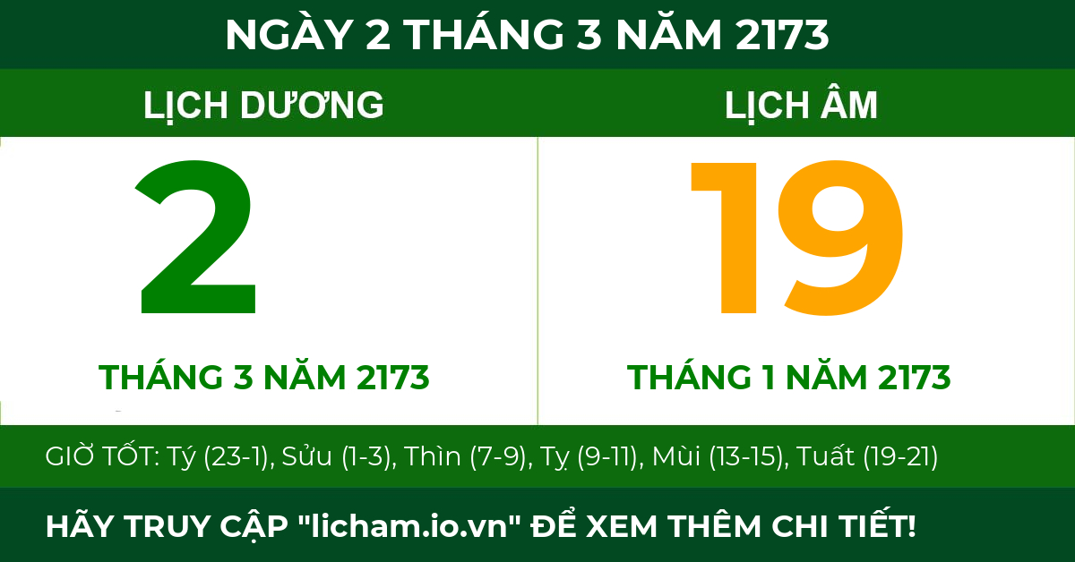 lịch âm ngày 2 tháng 3 năm 2173