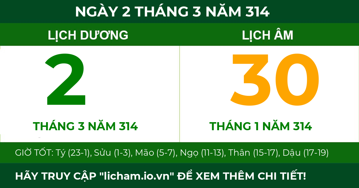 lịch âm ngày 2 tháng 3 năm 314