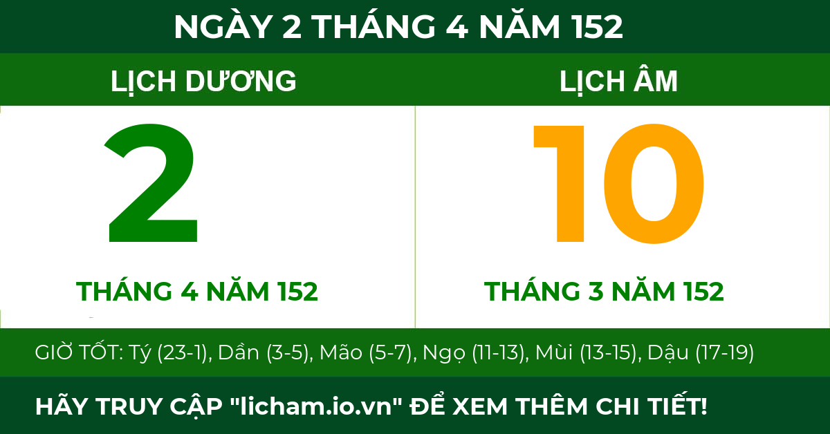 lịch âm ngày 2 tháng 4 năm 152