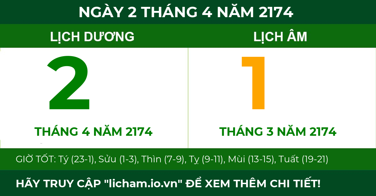 lịch âm ngày 2 tháng 4 năm 2174