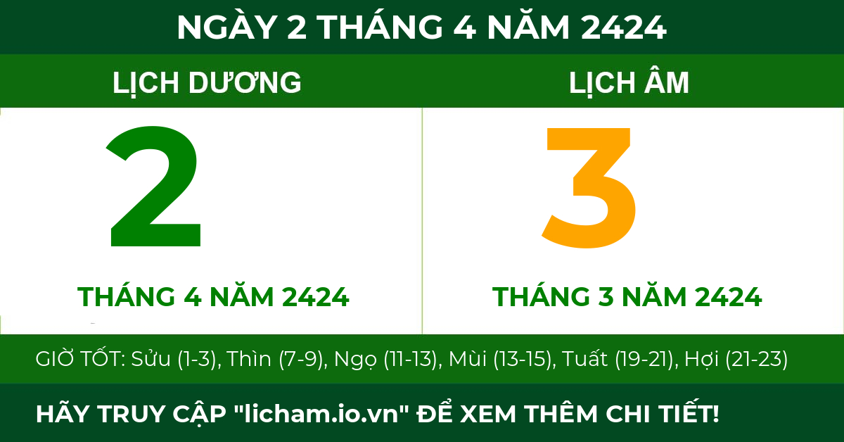 lịch âm ngày 2 tháng 4 năm 2424