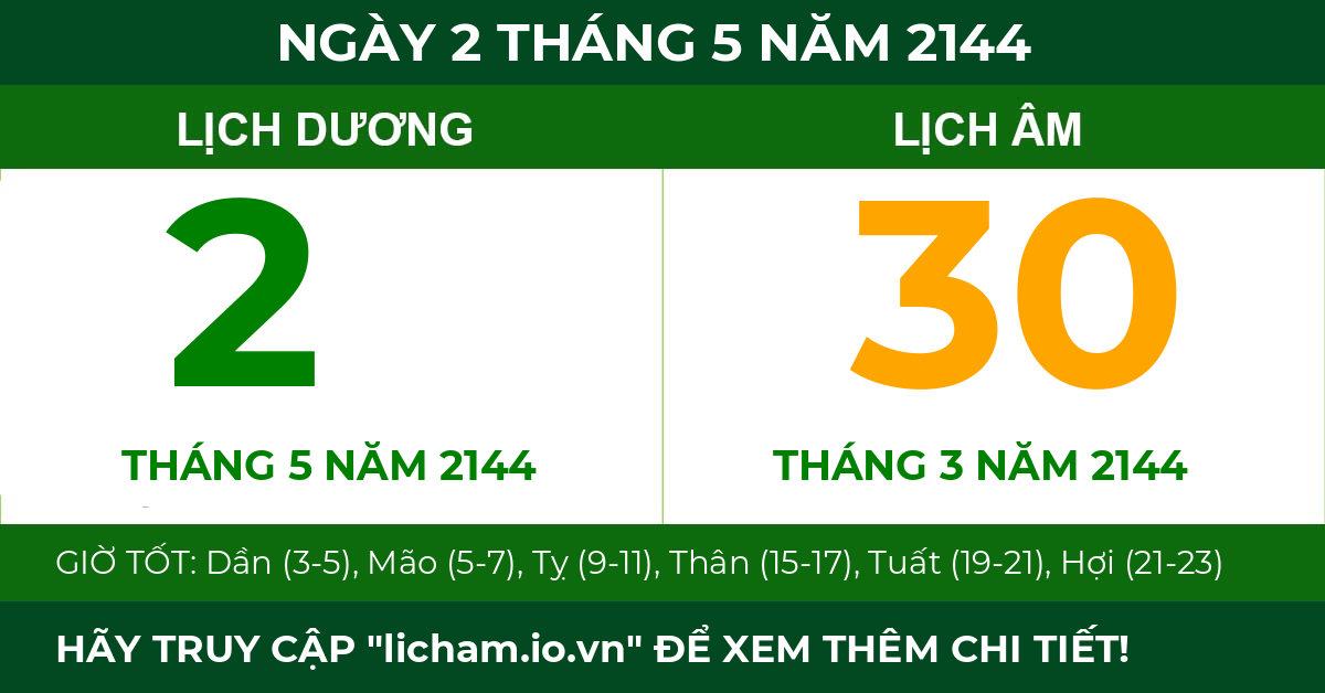 lịch âm ngày 2 tháng 5 năm 2144