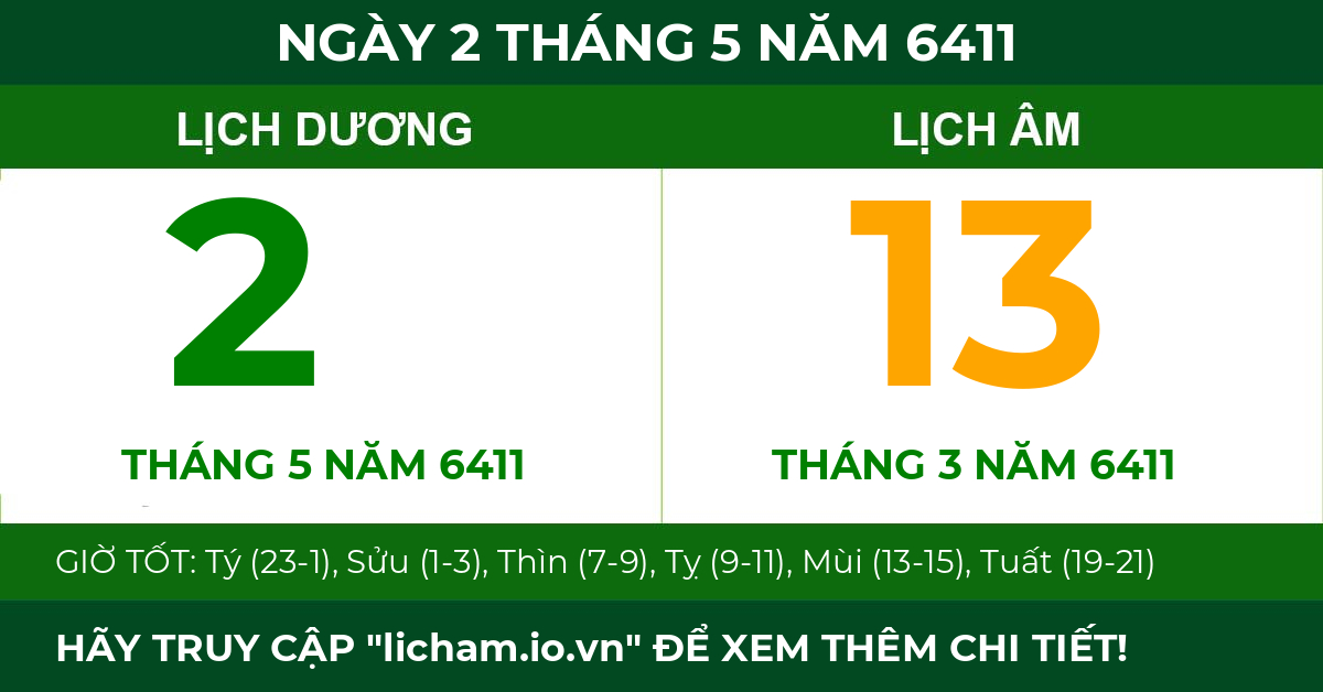 lịch âm ngày 2 tháng 5 năm 6411
