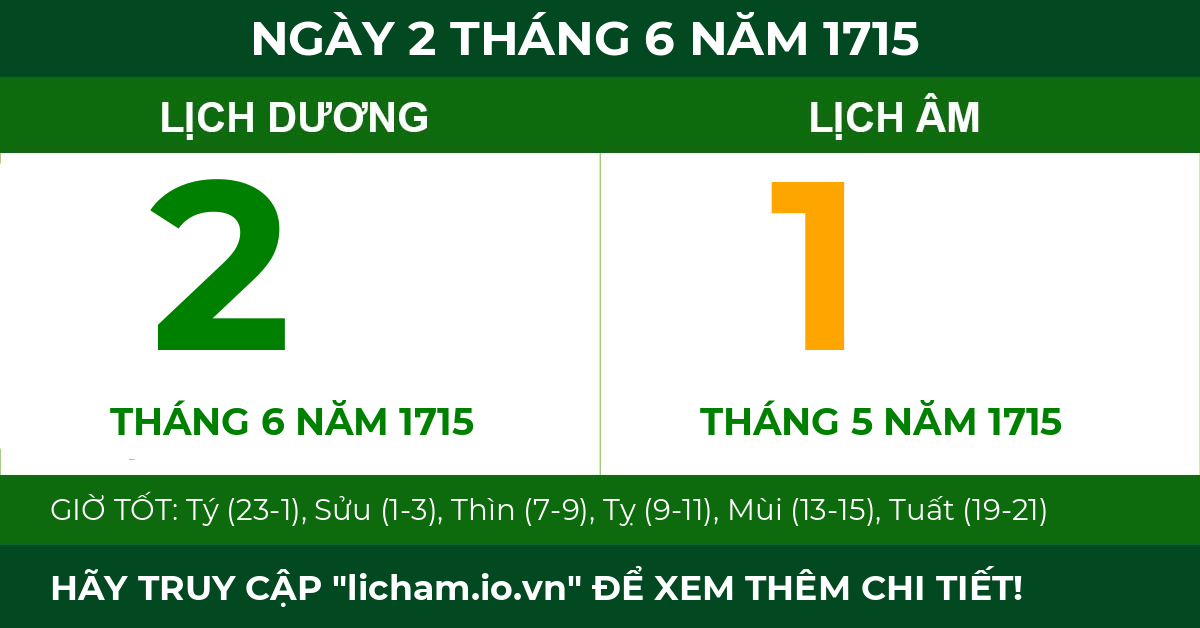 lịch âm ngày 2 tháng 6 năm 1715