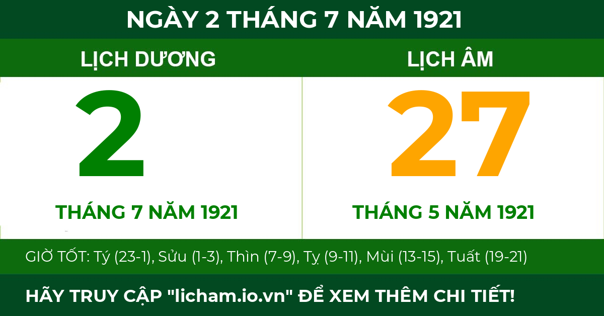 lịch âm ngày 2 tháng 7 năm 1921
