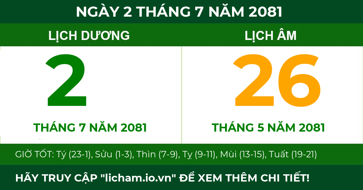 lịch âm ngày 2 tháng 7 năm 2081