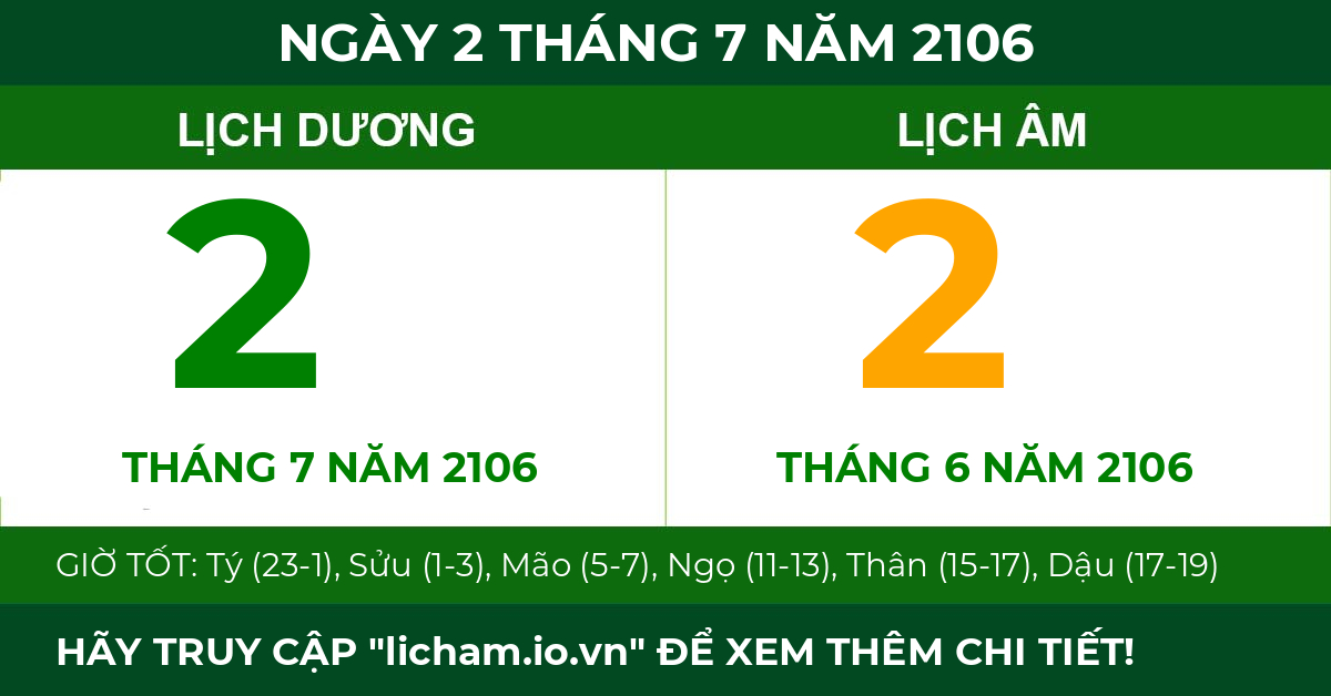 lịch âm ngày 2 tháng 7 năm 2106
