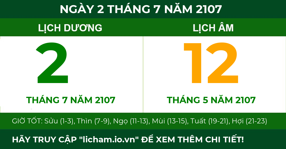 lịch âm ngày 2 tháng 7 năm 2107